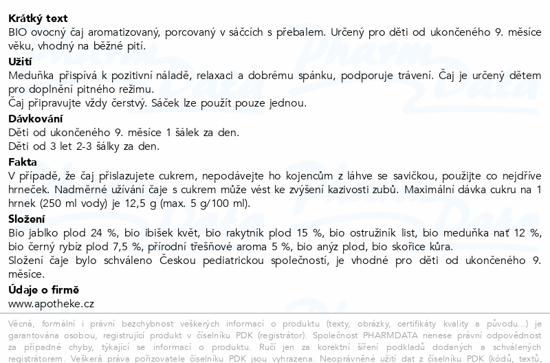 Apotheke Pohád.dětský čaj Zahradní BIO 9m+ 20x1.5g