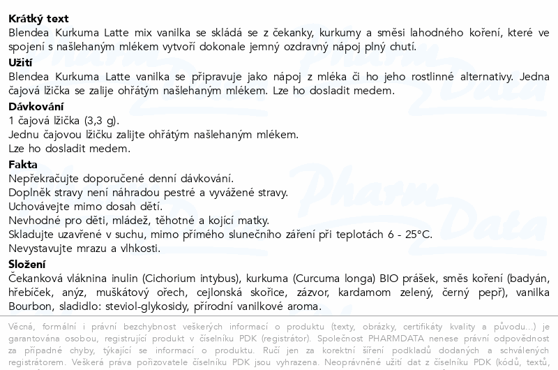 Blendea Kurkuma Latte Mix vanilka 100g
