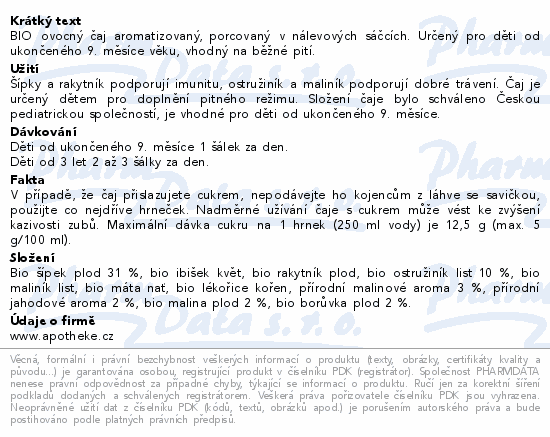 Apotheke Pohádkový dětský čaj Lesní sm.BIO 20x1.5g