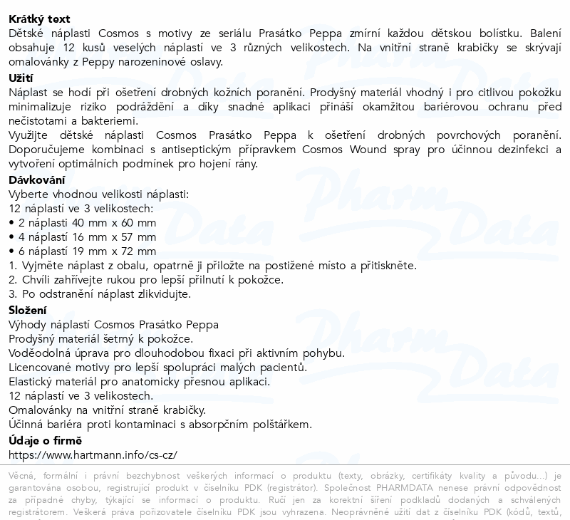 Cosmos Dětská náplast 3 velikosti Peppa pig 12ks