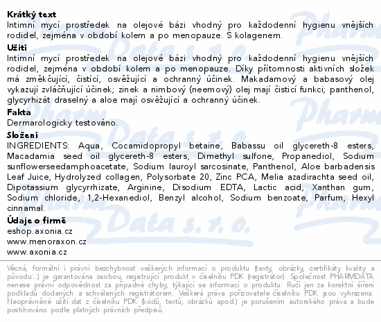 Menoraxon intimní hygiena na olejové bázi 500ml