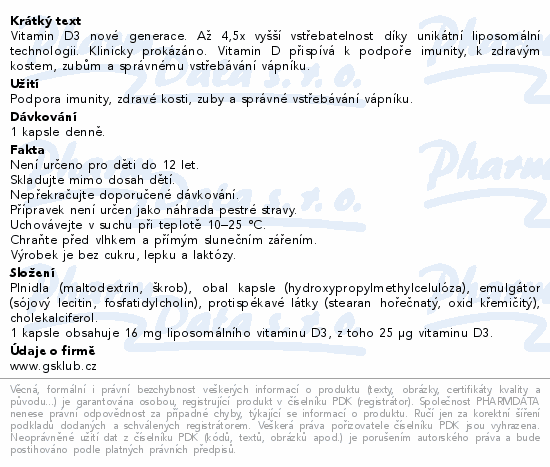 GS Vitamin Lipo D3 1000 IU cps.60+10 dárek