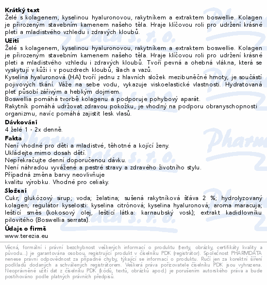 TEREZIA Kolagen kyselina hyaluronová želé 120ks