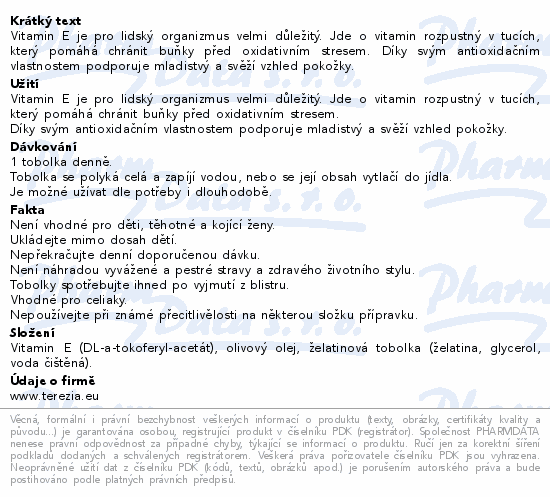 TEREZIA Vitamin E 200 IU tob.60