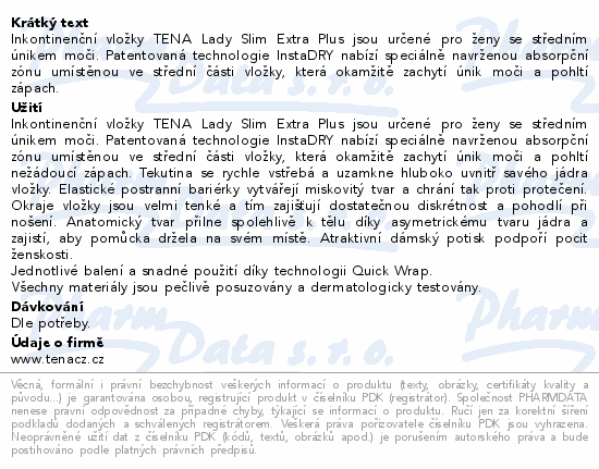 TENA Lady Slim Extra Plus ink.vložky 8ks 761671