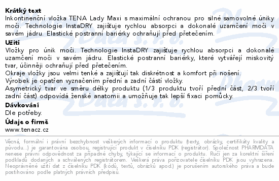 TENA Lady Protect+ Maxi ink.vložky 6ks 760929