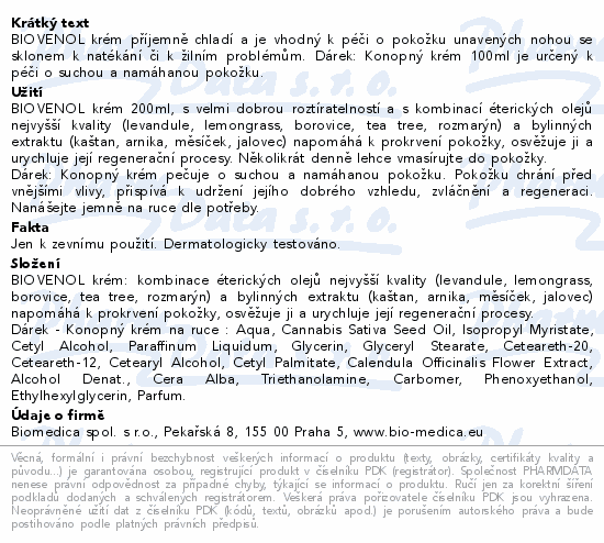 Biovenol krém 2x200ml + dárek