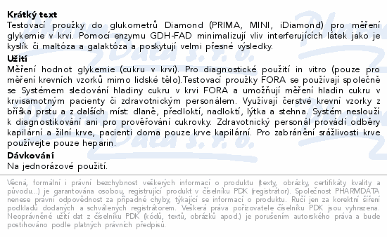 FORA Diamond Testov.proužky ke glukom.TD-4365 50ks