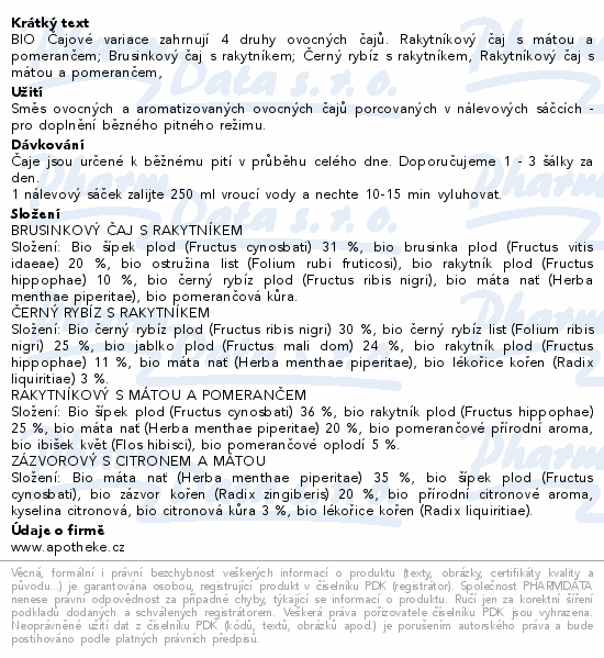 Apotheke BIO Variace bio čajů 20 sáčků