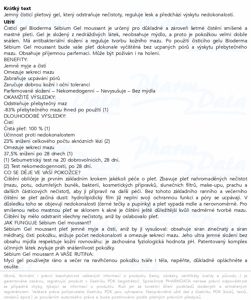 BIODERMA Sébium Gel moussant v tubě 200ml