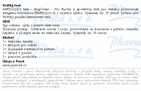 SingClean COVID-19 Test kit 1ks