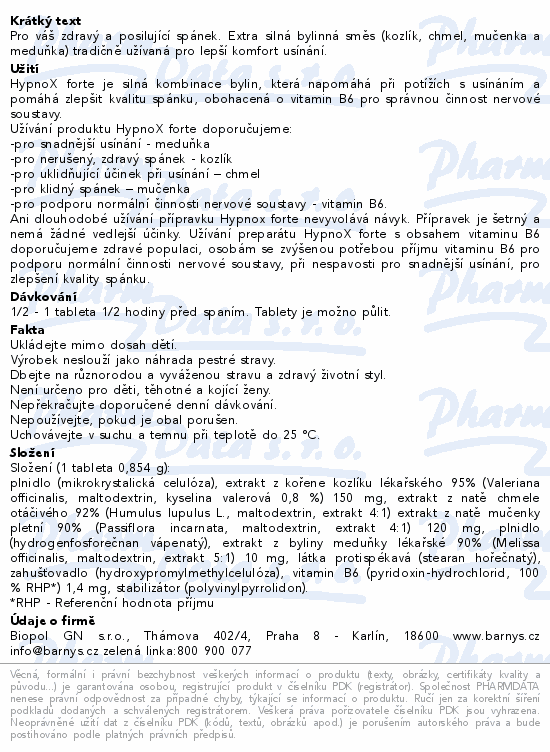 Barnys HypnoX forte tbl.20+10 zdarma
