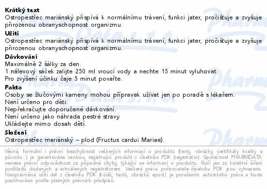 Herbofit Ostropestřec mariánský 20x1.5g