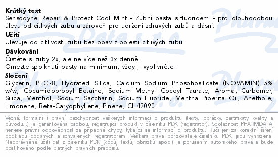 Sensodyne Repair&Protect Cool Mint zub.pasta 75ml