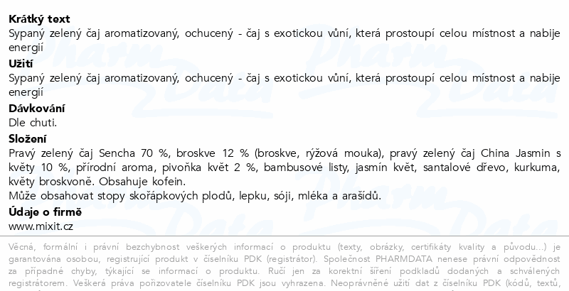 Mixi MixiTea Zelený čaj Senza Broskev 65g