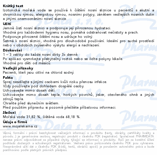 Mořská voda izoton.nosní sprej 50ml Moje lékárna