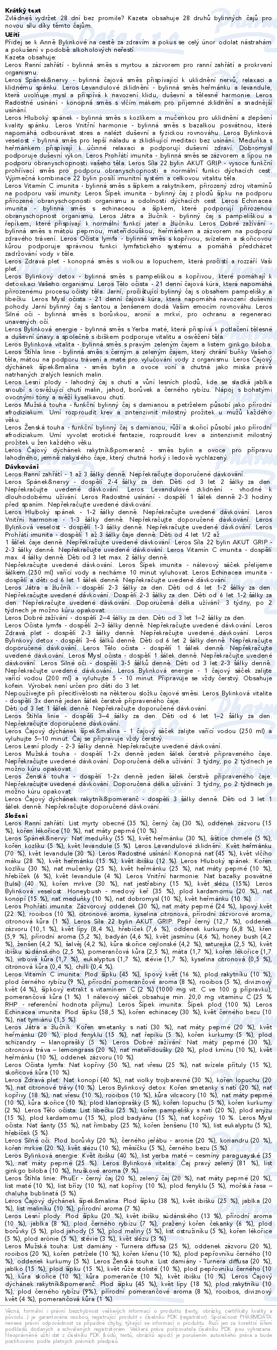 LEROS bylinkový únor s čistou hlavou 28ks