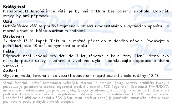 Naturprodukt Lichořeřišnice bylinná tinktura 100ml