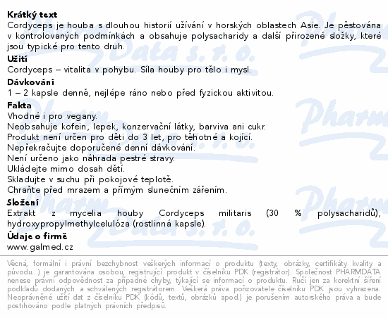 Cordyceps 500mg cps.90 Galmed
