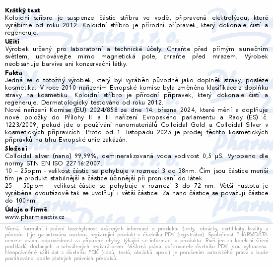 Koloidní stříbro Ag100 40ppm spray 50ml