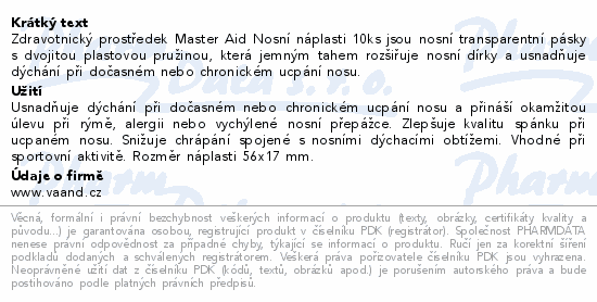 Master Aid Nosní náplasti 56x17mm 30ks