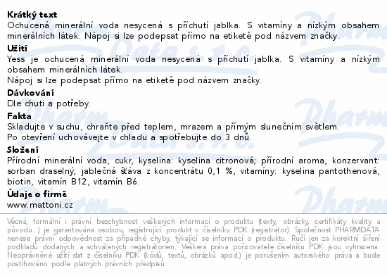 Dobrá voda YESs Jablko neperlivá 0.5l