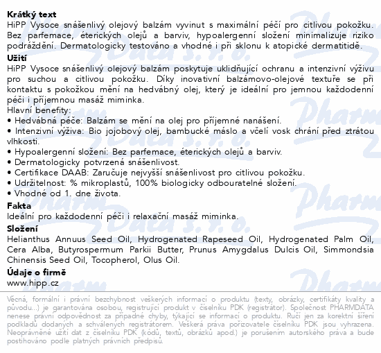 HiPP První olejový balzám 150ml