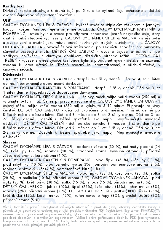 LEROS Paní učitelce výběr ovocných čajů 6x5sáčků