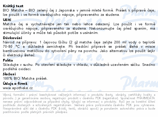 Apotheke Matcha Japan BIO 80g