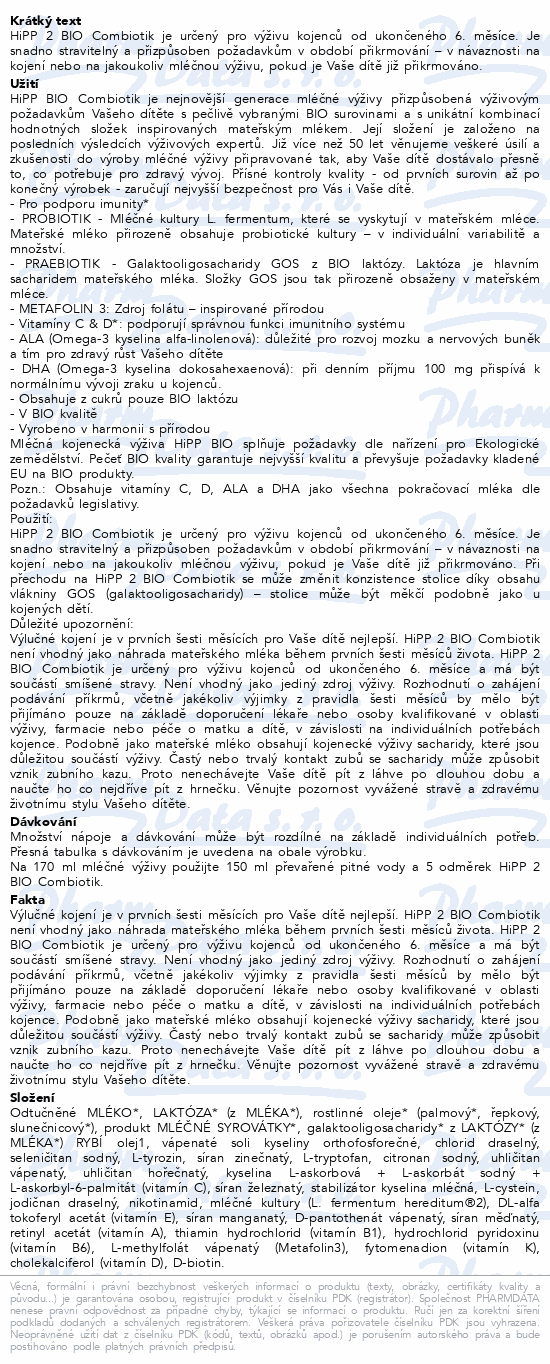 HiPP 2 Combiotik kojenecké mléko BIO 600g