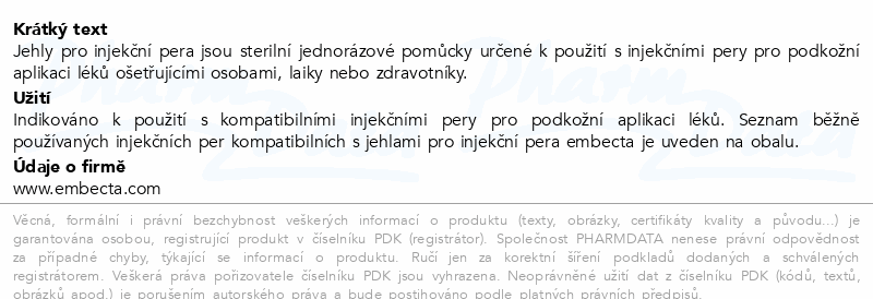 Embecta Jehly pro injekční pera 5mm 31G 100ks