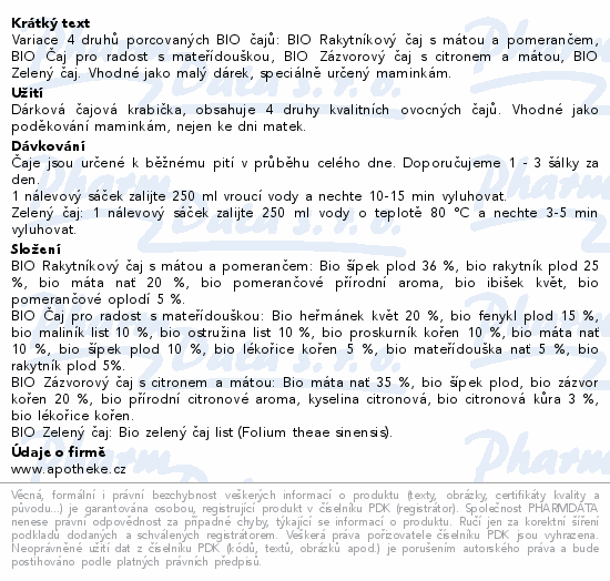 Apotheke Pro maminku kolekce BIO čajů 20sáčků
