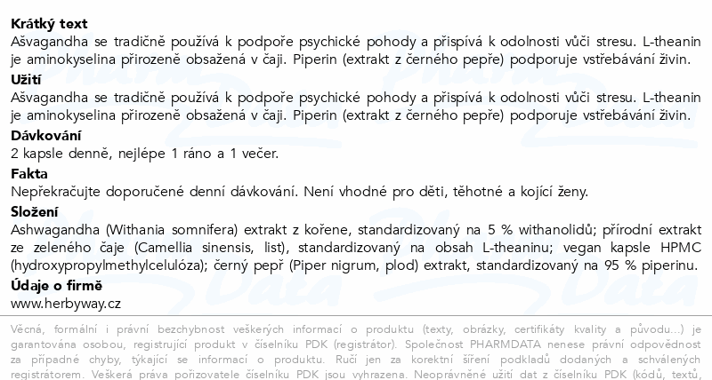 Herbyway Ašvaganda extrakt z kořene 800mg cps.90