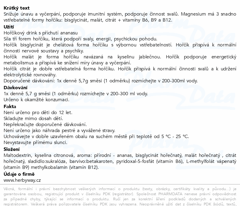 Herbyway Magnesium 1200mg 3 formy hořč.ananas 170g