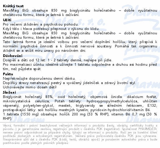 MaxiMag BiG Bisglycinát+vit.B6 60 tablet