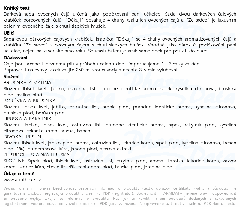 Apotheke Paní učitelce dárková sada 2x20sáčků