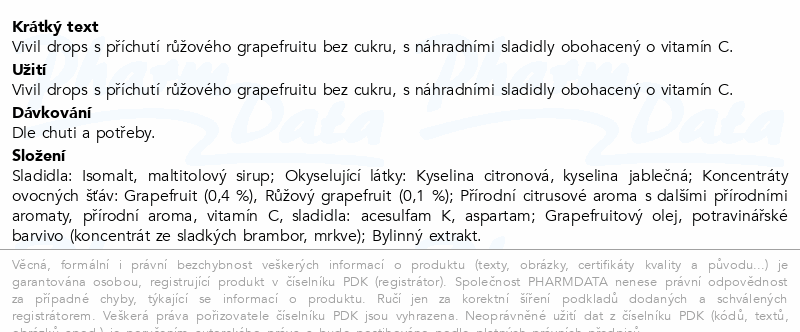 Vivil  Růžový grep+vitamin C bez cukru 120g