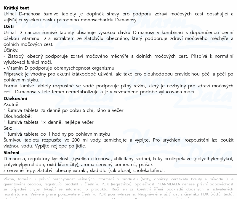 Urinal D-manosa šum.tbl.20