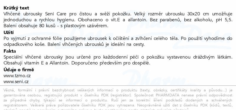 Seni Care vlhčené ubrousky vit.E&allantoin XXL80ks