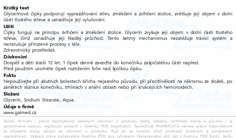 Suppositoria Glycerini čípky 12x2.2g Galmed