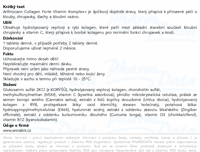 Annabis Arthrocann Kolag.Forte Vit.Komplex+ tbl.60