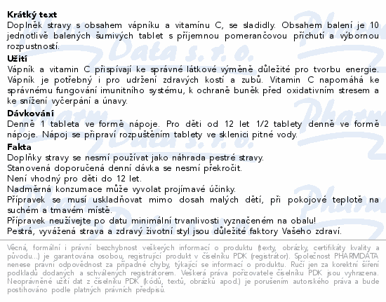 Calcium + Vitamin C 1000mg eff.tbl.10 Generica