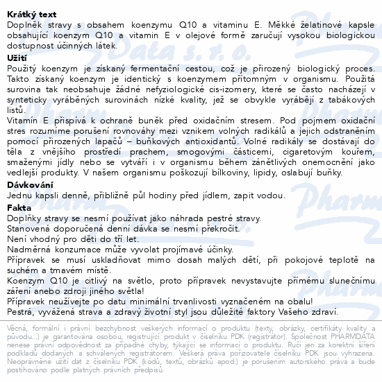 Coenzym Q10 60 mg + E vitamin cps.60 Generica