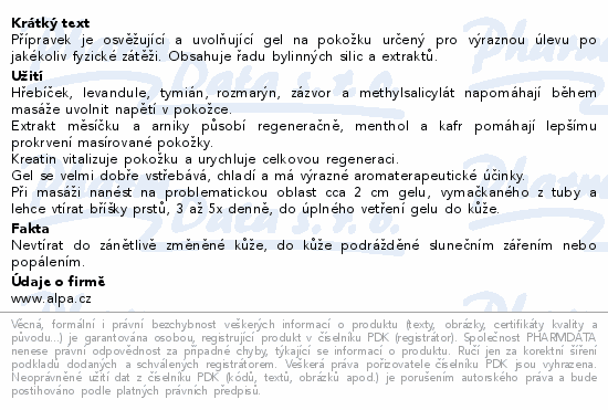 Alpa masážní gel Sport 210ml