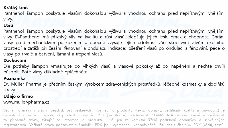 Panthenol šampon narušené vlasy 250ml Dr.Müller