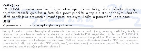 Emspoma Masážní emulze hřejivá O růžová 1000ml