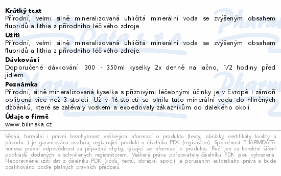 Bílinská kyselka 1l