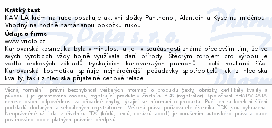 Kamila krém na ruce pro domác.+panth.+alantoin 80g