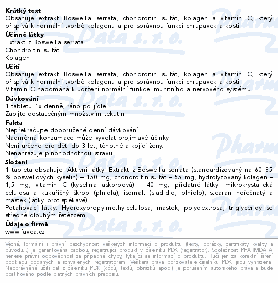 Favea Boswellia s chondroitinem a kolagenem tbl.30