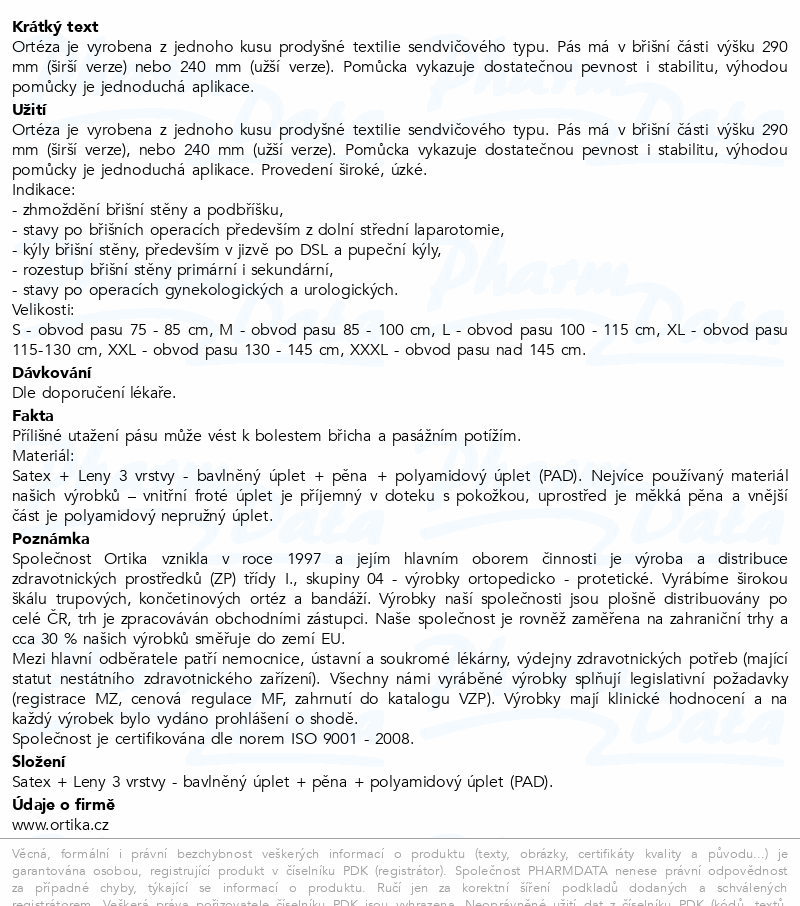 Pás břišní standard úzký OR 14 XXL